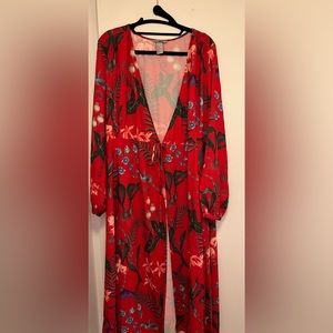 H&M red maxi wrap-around dress, size 12.